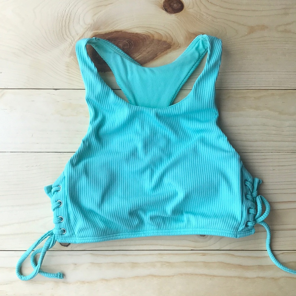 teal blue tied bathing suit top👙